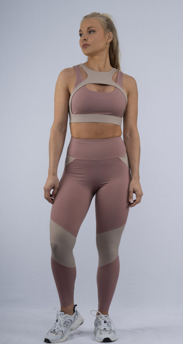 Conjunto Deportivo Bicolor – Top con Detalle en el Cuello y Leggings Largos - Imagen 8